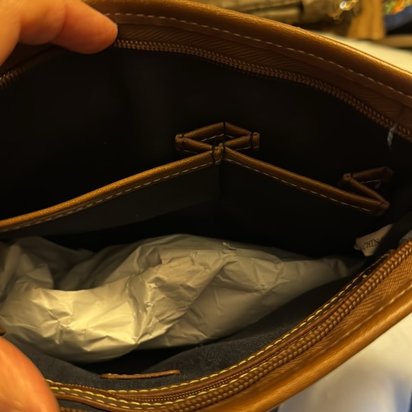 Champs, Cross Body Bag, Navy with Brown leather trim.  EUC only used 1 x. - Picture 5 of 6